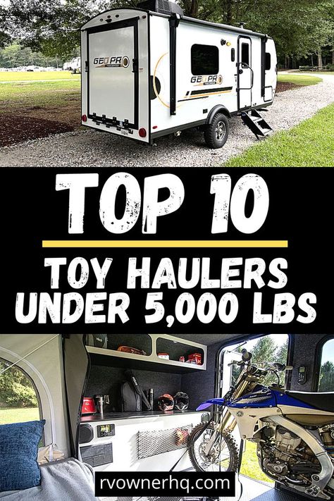 Travel Trailer Toy Hauler, Toy Hauler Camper Ideas, Small Toy Hauler Remodel, Small Toy Hauler Camper, Diy Toy Hauler, Toy Hauler Remodel, Rv Toy Hauler, Boondocking Camping, Utv Trailers