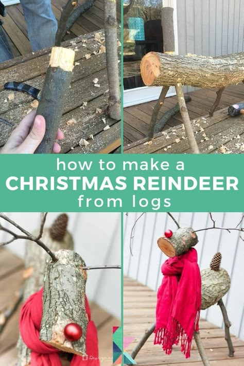 Getting ready for Christmas, here’s a an easy and quick DIY Christmas reindeer tutorial. #diyreindeerlog #reindeerlogshowtomake #christmasreindeerdecor Wood Log Reindeer, Diy Wood Reindeer Outdoor Christmas, Reindeer Logs Deer, Birch Reindeer Diy, Log Reindeer Diy How To Make, Wooden Deer Christmas Diy Wood, Diy Wood Reindeer, Outdoor Christmas Reindeer, Diy Christmas Reindeer