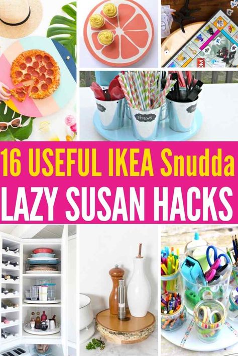 16 Useful IKEA Snudda Lazy Susan Hacks - Who knew there were so many ways to use a lazy susan at home! Great organizing tips, storage ideas, popular DIY decor projects #Ikeahack #snuddahack #Ikea #Ikeasnudda #lazysusan #Ikea #Ikealazysusan Decorate A Lazy Susan, Lazy Susan Storage Ideas, Lazy Susan Hacks, Diy Lazy Susan Turntable, Lazy Susan Designs, Diy Lazy Susan, Lazy Susan Organization, Hacks Ikea, Lazy Susan Turntable