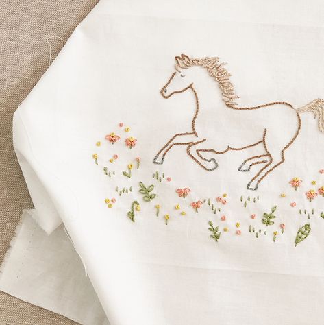 Wild Horse Embroidery Pattern PDF by Sarah Jane Stitches Design, Horse Embroidery, Embroidered Horse, Learning To Embroider, Embroidery Materials, Embroidery Stitches Tutorial, Hand Embroidery Projects, Embroidery Gifts, Embroidery Patterns Vintage