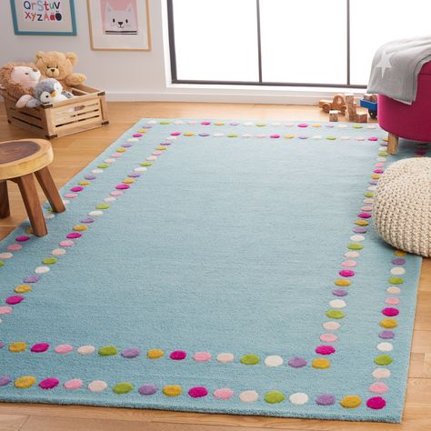 SAFAVIEH Handmade Kids Diva Dots Wool Rug - Bed Bath & Beyond - 37402522 Nursery Rug Colorful, Nursery Rugs Bright, Classroom Rugs, Kids Rugs Playroom Lavender, Rainbow Sprinkle Rug, World Map Rug Playroom, Boys Rug, Girls Rugs, Play Rug Bed Bath & Beyond