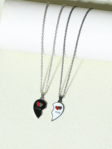 Matching Necklaces For Couples, Girly Bracelets, Graphic Heart, Butterfly Charm Bracelet, Bff Jewelry, Neck Pieces Jewelry, Couples Accessories, Embellished Fashion, Pretty Jewelry Necklaces