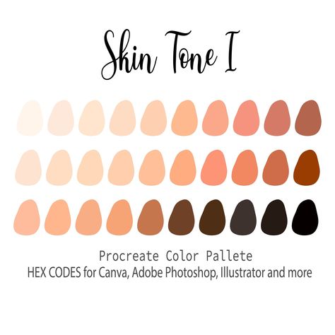 Skin Tone I, Procreate Color Palette, HEX Codes, Procreate Swatches, Color Swatches, Skin tones Procreate Art, Digital Download Skin Color Procreate, Diverse Portraits, Color Palette Hex Codes, Swatches Color, Procreate Palette, Procreate Color Palette, Hex Color Palette, Procreate Art, Skin Color Palette