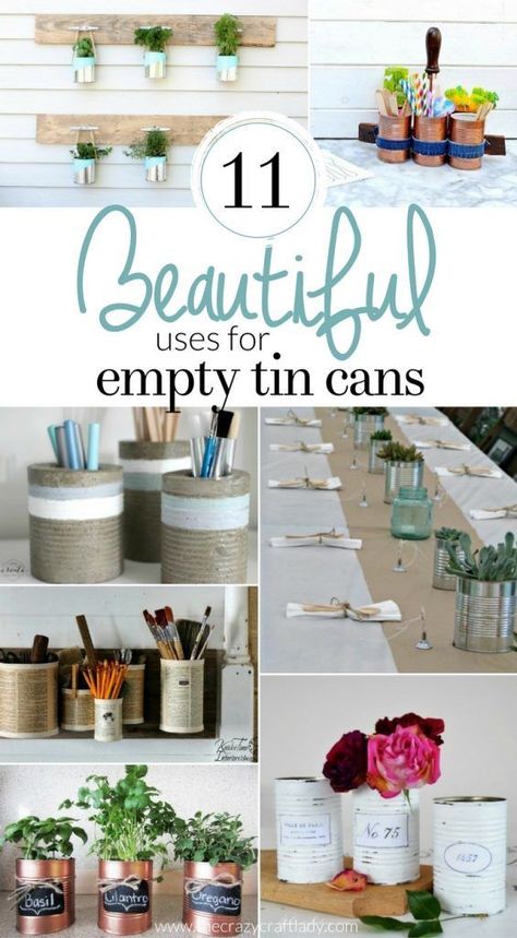 Beautiful Uses for Empty Tin Cans - Upcycled Tin Can Crafts Formula Can Crafts, Diy Crafts Home Decor, Recycled Tin Cans, Diy Crafts Home, Kalay, Recycle Cans, Recycled Tin, Tin Can Crafts, Tin Cans