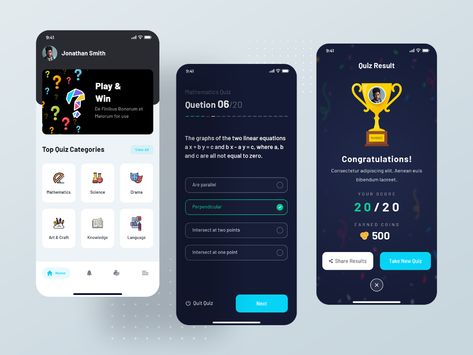 Quiz App - Mobile Application by TechGropse Pvt. Ltd. on Dribbble Quiz Ui Design, Ui Design Mobile, Card Ui, Quiz Design, Mobile Application Design, App Interface Design, Game Mobile, App Layout, App Design Inspiration