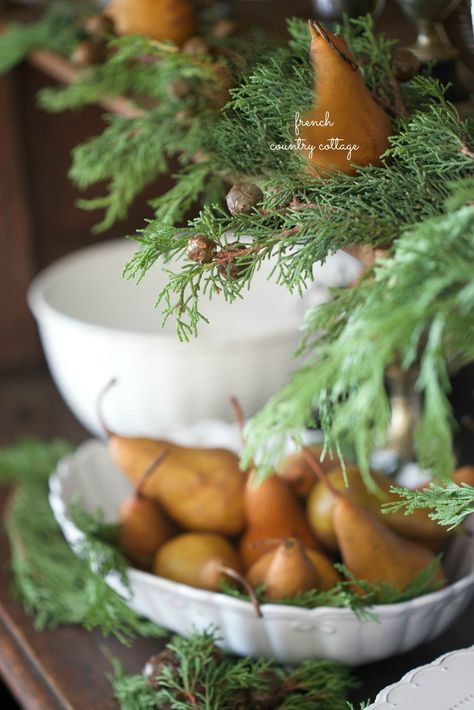 French, Country, Cottage & Shabby lifestyle design blog. Party, entertaining, outdoor living, elegant decorating & diy makeovers & inspirations. French Country Cottage Christmas, Christmas Diy's, Christmas Queen, Christmas Cottages, Christmas Boards, Gray Horse, Country Cupboard, French Country Christmas, Kitchen Table Centerpiece