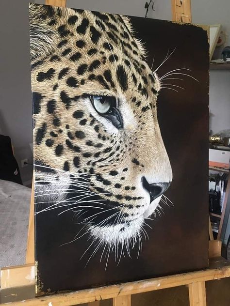 Jaguar Painting Acrylic, Leopard Drawing, Animal Paintings Acrylic, Watercolor Art Face, Tiger Tattoo, Acrylic Painting Techniques, Acrylic Canvas, Pastel Drawing, Arte Animal