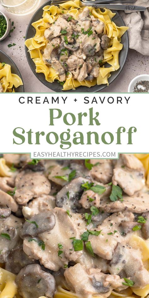 Pork Chop Stroganoff, Pork Stroganoff Recipe, Pork Stroganoff, Tender Pork Tenderloin, Leftover Pork Tenderloin, Easy Pork Tenderloin, Juicy Pork Tenderloin, Egg Noodle Recipes, Healthy Winter Meals