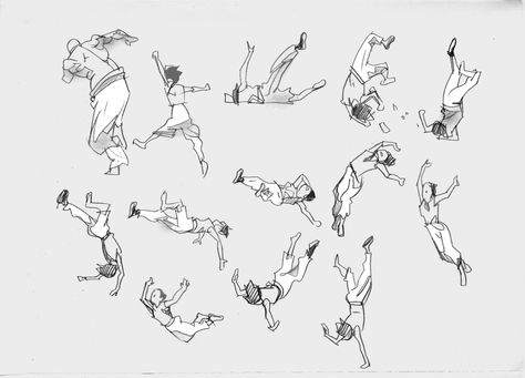 Falling. Flipping Falling On Face Reference, Falling Head First Pose, Falling Anatomy, Flip Reference Pose, Guy Falling Drawing, Falling Mid Air Pose, Falling Reaching Out Pose Reference, Person Falling Sketch, Body Base Drawing Pose Reference Falling