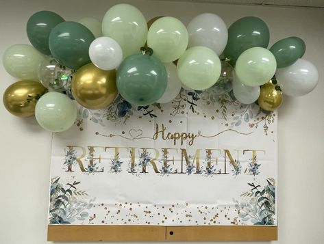 Floral Green Retirement Party Decorations 8-8-23 Retirement Decorations, Safe Green, Gold Ideas, Retirement Party Decorations, Retirement Party, Retirement Parties, Theme Party, Green And Gold, Party Decor