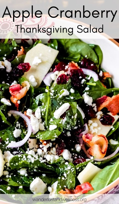 Elegant Salads, Sides Thanksgiving, Apple Cranberry Salad, Elegant Salad, Cranberry Spinach Salad, Salad Apple, Desserts Pumpkin, Menu Christmas, Desserts Holiday