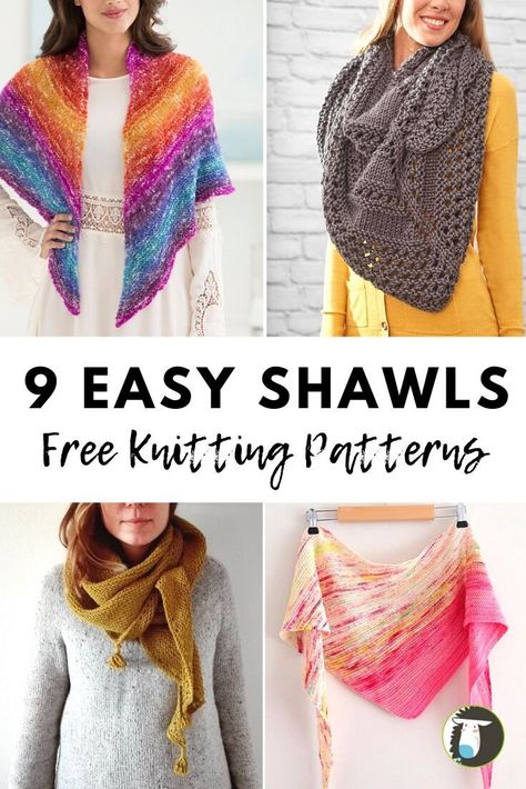 9 Easy Shawls Free Knitting Patterns Free Knit Shawl Patterns, Lap Blankets, Knitting Board, Knitting Scarves, Christmas Knitting Patterns Free, Poncho Patterns, Loop Knitting, Knit Shawls, Shawl Knitting