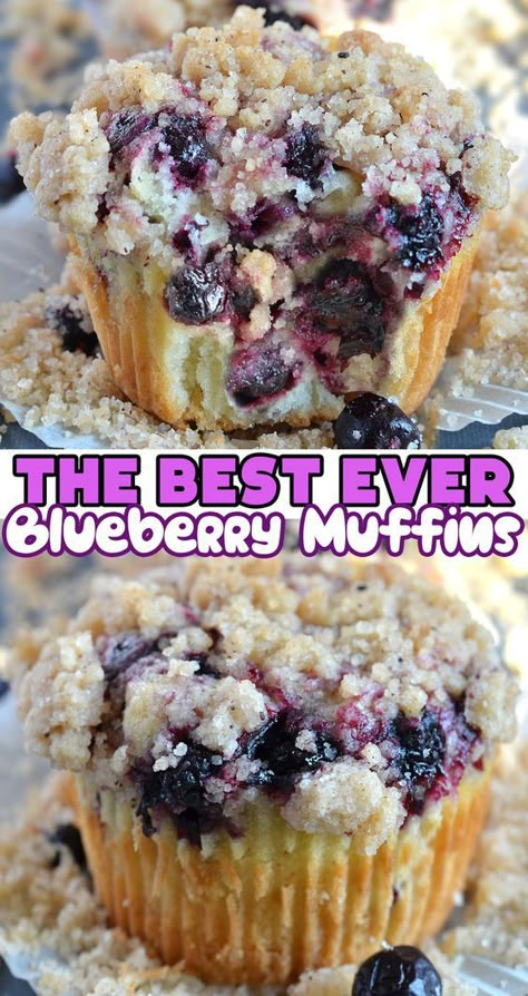 Discover the joy of baking with this scrumptious Blueberry Muffins recipe! Perfect for breakfast or as a sweet treat, these homemade muffins are bursting with fresh blueberries and topped with a delightful cinnamon crumble. Easy to make and irresistibly delicious, they're sure to become a favorite in your recipe collection. Dive into the world of baking and enjoy the perfect balance of fruity goodness and sweet, crumbly topping with every bite! Crumble For Muffins, Best Blueberry Muffins With Streusel, Blueberry Cake Muffins, Blue Muffins Recipe, Best Ever Blueberry Muffins, What To Bake With Blueberries, Fruit Cake Muffins Recipe, Blueberry Cobbler Muffins, Blueberry Muffin Casserole