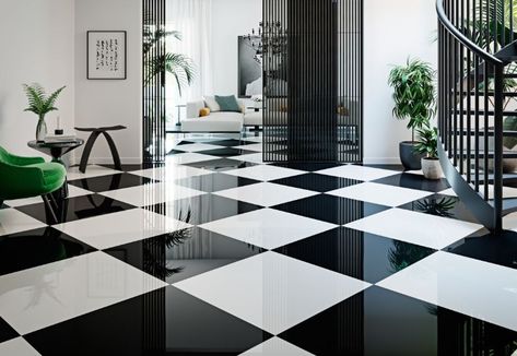 White Floors Living Room, Mansion Entrance, Spanish Floor Tile, White Kitchen Floor, Black And White Flooring, Floor Pattern Design, Ireland Houses, Exterior House Renovation, Hallway Flooring