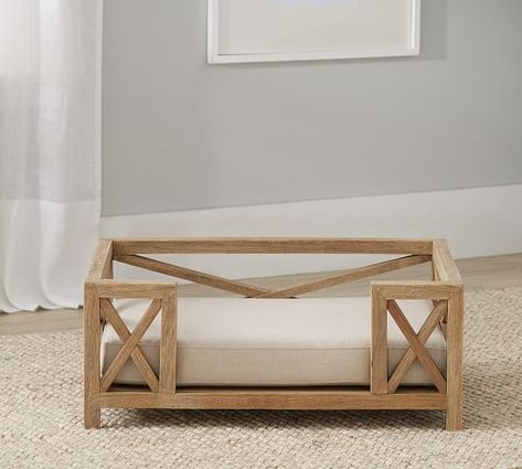 Pet Accessories | Dog Beds, Cat Beds & Pet Toys | Pottery Barn Pet Pottery, Barn Bed, Katt Diy, Wooden Dog Bed, Diy Pet Bed, Pet Spaces, Diy Dog Bed, Cat Beds, Trellis Design