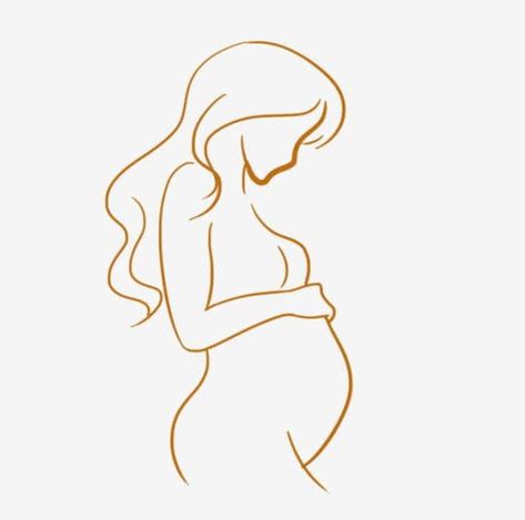 Pregnancy Line Art, Pregnant Silhouette, Pregnancy Drawing, Pregnancy Illustration, Bump Painting, Side View Drawing, Woman Meme, Family Symbol, Teenage Pregnancy