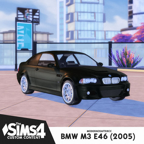 Black BMW M3 E46 car mod for The Sims 4 Cars Pfp, Gta 5 Online Cars, Black Bmw, M3 E46, First Cars, Cars Uk, Building Designs, Peugeot 308, Car Mods