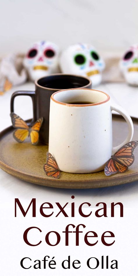 Mexican Coffee or “Caf�é de Olla” is a wonderfully warming spiced coffee that’s easy to make in any kitchen. It’s a traditional Mexican drink recipe made with ground coffee, cinnamon, and dark sugar. Ground Coffee Recipes, Mexican Drink Recipes, Mexican Mocha, Steeped Coffee, Hot Drinks Recipes, Mocha Recipe, Mexican Coffee, Mexican Drinks, Mexican Spices