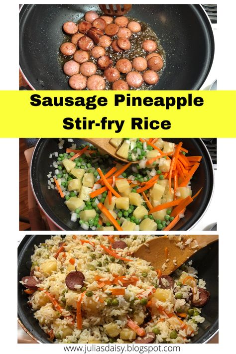 sausage, pineapple, stir-fry, Chinese, homemade Aidells Pineapple Bacon Sausage Recipes, Pineapple Sausage Recipes Dinners, Pineapple Bacon Chicken Sausage Recipes, Pineapple Sausage Recipes, Pineapple Bacon Sausage, Sausage Pineapple, Pineapple Sausage, Pineapple Stir Fry, Dinner Gourmet