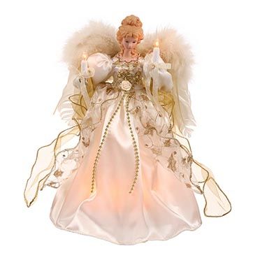 Wings Color, White Long Gown, Lighted Tree Topper, Angel Christmas Tree, Angel Christmas Tree Topper, Light Angel, Feather Angel Wings, Angel Feathers, Rose Gold Dress