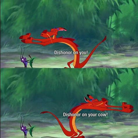 Dishonor on hoy! Dishonor on your cow! Dishonor On Your Cow, Dishonored, Comic Relief, Reaction Pics, Animated Cartoons, Disney Love, Reaction Pictures, When Someone, Star Trek