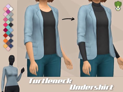 The Sims Resource - Turtleneck Undershirt Accessories Undershirt Sims 4 Cc, Sims 4 Undershirt Accessory, Women's Undershirts, Body Outfit, Sims 1, Wide Trousers, Turtleneck Shirt, Sims 4 Clothing, Sims 4 Custom Content