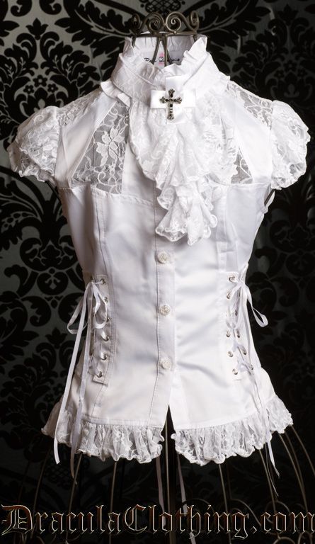 White Steampunk Outfit, White Gothic Clothes, White Ouji Fashion, White Goth Fashion, White Goth Outfit Men, White Goth Clothes, White Clothes Men, All White Clothes, Cross Clothes