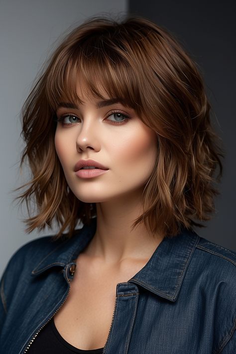 Shoulder Length Hairdos, Medium Length Hair With Bangs, Messy Bob Hairstyles, Shaggy Short Hair, Short Shag Hairstyles, Hairstyles For Medium Length Hair, Haircuts For Medium Hair, Penteado Cabelo Curto, Medium Length Hair