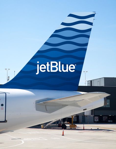 Developed as the ninth, standard, JetBlue tailfin livery design, Spectrum harmonizes with the established brand standards and existing vocabulary. The pattern takes the brand even further with flexible new energy and an aspirational vibe.Inspired by win… Plane Livery Design, Airplane Livery, Aviation Branding, Jet Blue Airlines, Airline Design, Jet Design, Airline Branding, Airlines Branding, Brand Standards