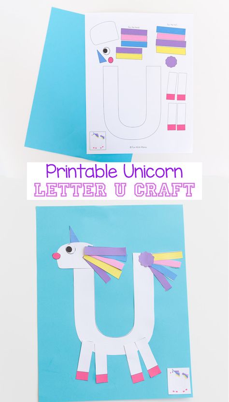 This printable letter u craft unicorn is a fun addition to our other printable alphabet letter crafts. This activity is slightly more challenging then the rest due to the small pieces but equally as fun for preschoolers. At the bottom of the post you will find 15 of my favorite unicorn activities from around the web! Letter U Craft This activity is a sneak peek and freebie from the printable letter crafts activity pack #2. You can grab the discounted full bundle of all the printable letter cr... Letter U Craft, Preschool Letter U, Letter U Crafts, Craft Unicorn, Printables Organizational, Preschool Letter Crafts, Alphabet Letter Activities, Alphabet Crafts Preschool, Abc Crafts