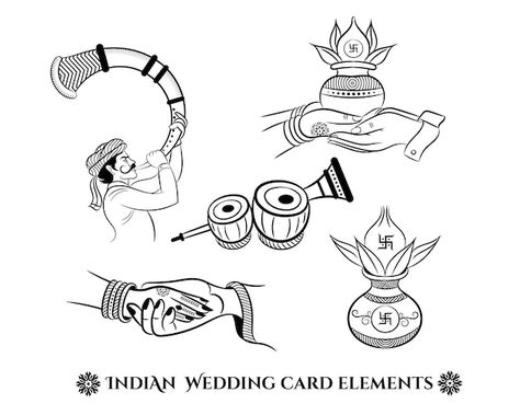 Indian wedding clip art collection | Premium Vector #Freepik #vector #beautiful #hand #culture #art Wedding Slogans, Wedding Clipart Free, Wedding Card Format, Wedding Clip Art, Wedding Vector Art, Wedding Drawing, Wedding Icon, Hands Icon, Wedding Clip