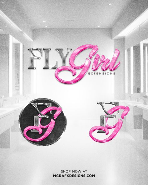 💓 LOGO DESIGN Had to come hard for this brief! Fly girls have a fly logo 💸 What do you guys think? Check out the texture inside the pink…loooooove it 😩 #BriefdByBlair Rest of the brief will be posted later but these logos deserved a post of their own 😚💓 Get your graphic needs from the link in our bio or message us with your ideas 🖇️ #branding #brandidentity #brandingmoodboard #graphicdesign #logodesigner #logodesigns #submarklogo #logosuite #findmydesign #hairatl #hairmiami #quickweave ... Cute Logo Ideas Girly, Hair Braiding Business Names Ideas, Makeup Branding Design, Logo Ideas For Clothing Brand, Pink Logo Design Ideas, Canva Logo, Clothing Logo Design Ideas, Business Logos, Hair Business Flyers Ideas