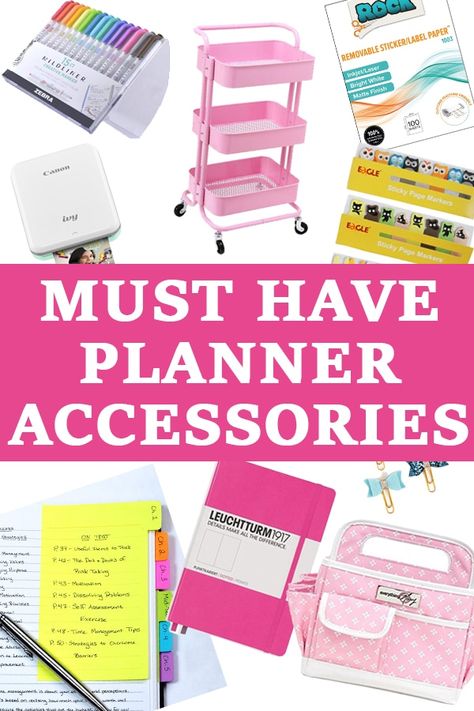 Must Have Planner Accessories - Planner Stash Essentials Planner Examples, Journaling Topics, Calendar Journaling, Happy Planner Accessories, Entrepreneur Goals, Digital Bullet Journal, Happy Planners, Goals Worksheet, Planner Setup