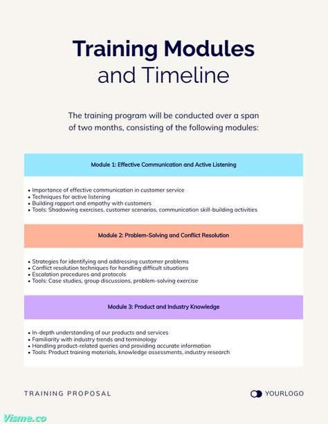 12 Training Proposal Templates You¡¯ll Need on Hand to Share with Stakeholders or Clients Free Business Proposal Template, Leadership Development Training, Customer Service Training, Proposal Letter, Data Visualization Tools, Proposal Design, Business Proposal Template, Employee Training, Proposal Template