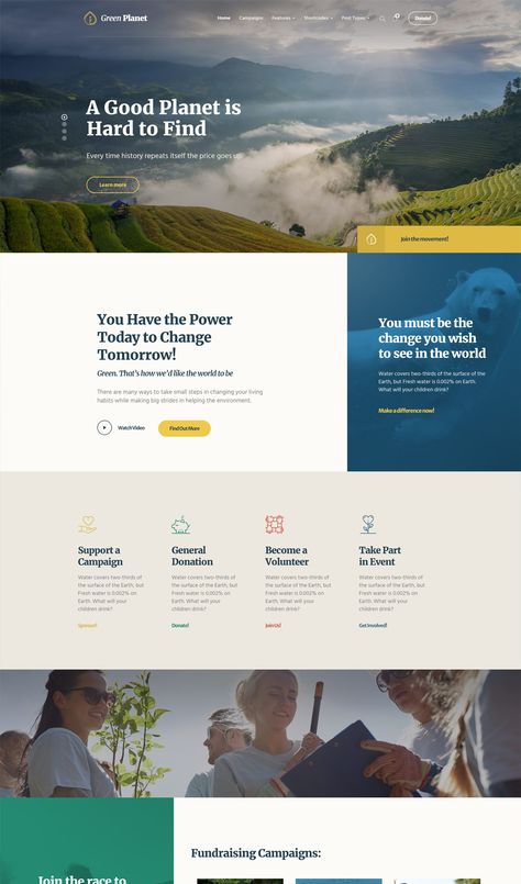 Ecology & Environment WordPress Theme Insurance Website Design Inspiration, Eco Website Design, Environmental Website, Environment Website, Microsite Design, Website Styles, Cereals Packaging Design, Nonprofit Website Design, Farm Website