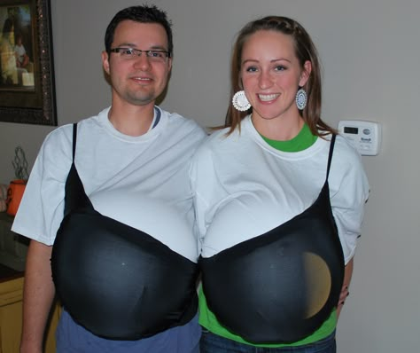 This is our easy lazy Halloween Costume.  What can I say... it brings out the breast of us. Easy Halloween Costumes Diy, Africa Fashion Woman, Halloween Costumes Scarecrow, Lazy Halloween Costumes, Funny Couple Halloween Costumes, Lazy Halloween, Easy Diy Costumes, Hallowen Ideas, Couples Halloween Outfits