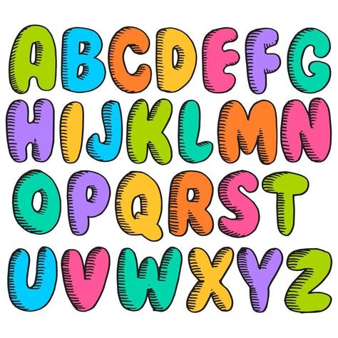 Doodle Alphabet is a hand-drawn vector illustration set of 26 uppercase letters and 26 lowercase letters, perfect for magazines, printings, web posters, and Cute Fonts Alphabet Doodles, Bubble Letter Fonts Alphabet Style, Lettering Fonts Bubble, Bubble Handwriting, Bubble Typography, Letters For Bulletin Boards, Bubble Fonts Alphabet Graffiti, Retro Bubble Font, Lettering Fonts Tattoo