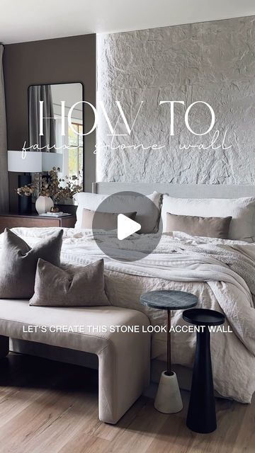 TIFFANY |  home styling & creative DIY projects on Instagram: "Let’s Create This Stone-Look Accent Wall!

🤎 LIKE and SAVE 🤎

Get ready to transform your space with these faux stone panels, a follower favorite for a reason! They took my bedroom from boring to serene, and I’m so excited to show you how easy it is to get this look. I’ve partnered with @art3d_llc to give you a detailed step-by-step guide, so you can do it too!

If you have any questions, ask them below.

🤎 comment BUILD for links to all the items I used 🤎

-Step-by-Step-

-1- Attach the first panel to the wall using a brad nailer.
-2- Measure the remaining distance. Use a straight edge to cut the second panel with a utility knife (cut both front and back).
-3- Continue cutting and attaching all panels, staggering the seams Bedroom Stone Accent Wall, Diy Faux Stone Wall, Faux Stone Wall Interior, Faux Stone Wall Panels, Faux Stone Walls, Stone Walls Interior, Airbnb Ideas, Stone Wall Panels, Faux Stone Panels