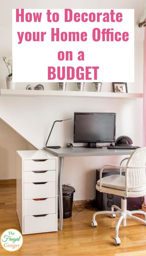 Cheap Home Office Ideas, Home Office On A Budget, Office On A Budget, Cheap Home Office, Office Redo, Office Update, Dollar Diy, Cheap Office Furniture, Cheap Office Decor