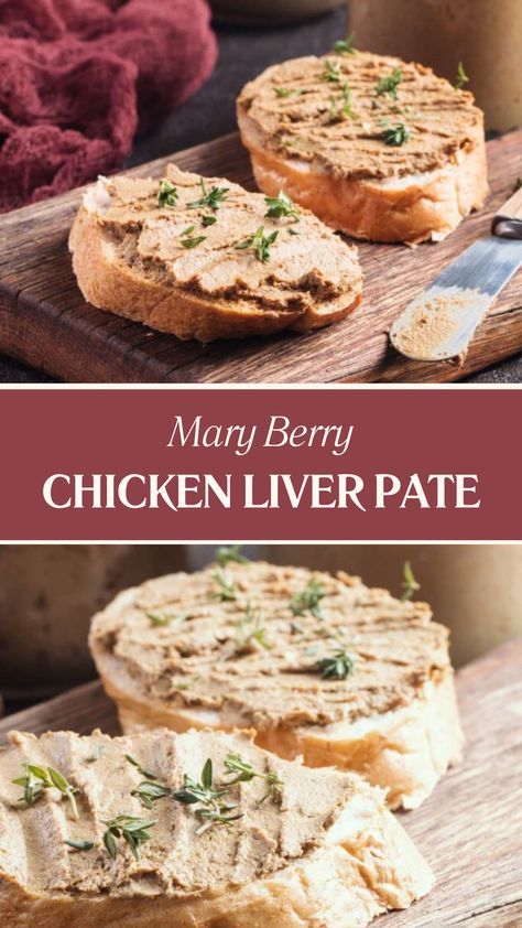 Mary Berry Chicken Liver Pate Pate Recipe Homemade, Chicken Pate Recipe, Chicken Liver Pate Recipe, Liver Pate Recipe, Chicken Liver Recipes, Organ Meats, Liver Pate, Mary Berry Recipe, Liver And Onions