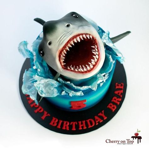 Megalodon Birthday Cake, Megladon Shark Cake, Shark Head Cake, Megalodon Party, Sharknado Cake, Shark Cakes For Kids Boys, Jaws Cake, Shark Cake Ideas, Surfing Cake