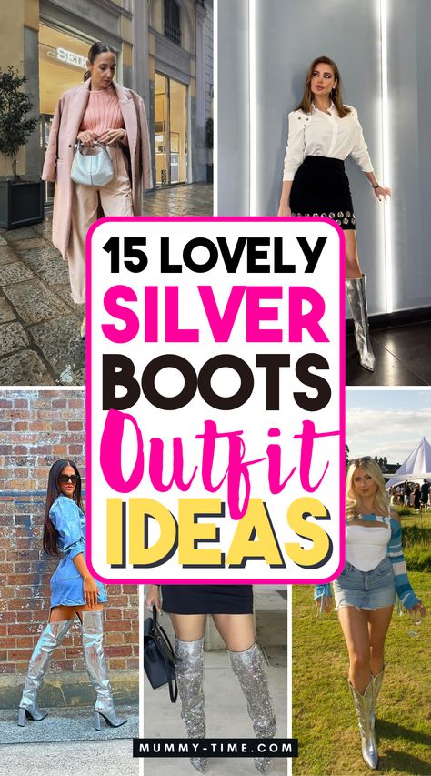 Step out in style with gorgeous silver boots outfit ideas! ✨👢 From casual looks to chic ensembles, these outfit inspirations will elevate your fashion game. Perfect for any occasion, these ideas will help you shine. Save this pin for your ultimate silver boots styling guide! 📌💖 Chunky Platform Boots Outfit, Silver Boots Outfit, Chunky Boots Outfit, Dr Martin Boots, Colorful Street Style, Flannel Shirt Outfit, Boss Lady Outfit, Boots Outfit Ideas, White Skirt Outfits