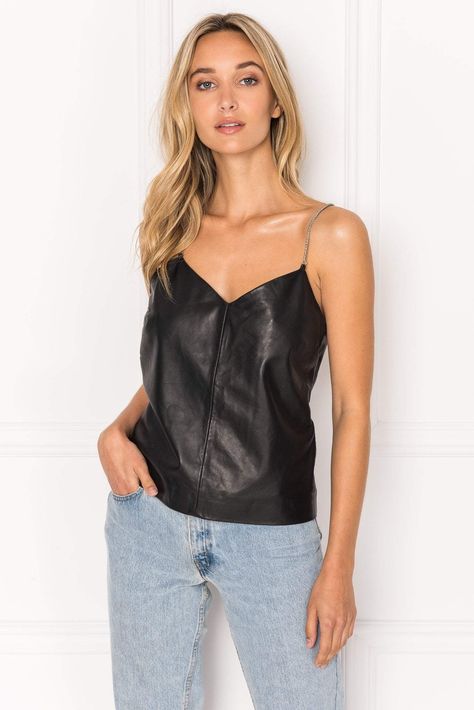 LAMARQUE - ARABELLA NS Chain Strap Leather Camisole Leather Camisole, Blonde Redhead, Causual Outfits, Pinterest Fashion, Dress Purchase, Daily Outfits, Passion For Fashion, Chic Style, Camisole Top