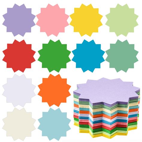 PRICES MAY VARY. ✔【What You Can Get】: You will receive 360 pieces of paper starburst cutouts in 12 different colors, 30 pieces of each color, each starburst cut out measures approx.10x10 cm/3.9x3.9 inches, proper size and their blank design allows you to customize them for any occasion or use, providing endless possibilities ✔【Durable Material】: the neon starburst signs are made of thick 200g card paper material, durable and not easy to break or fade, comfortable to touch and smooth to write, ca Sales Poster, Poster Boards, Student Crafts, Classroom Bulletin Board, School Carnival, School Slp, Bulletin Board Decor, Retail Sales, Classroom Bulletin Boards