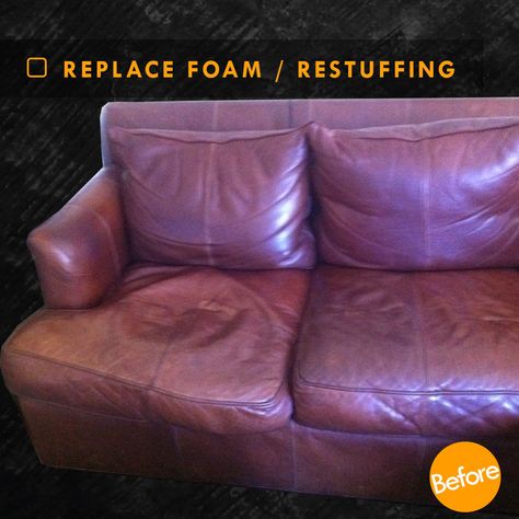 Restuffing Leather Couch Cushions and Foam Replacement Couch Seats, Seat Foam, Leather Couch, Couch Cushions, Types Of Sofas, Leather Cushion, Back Pillow, Foam Cushions, Polyurethane Foam