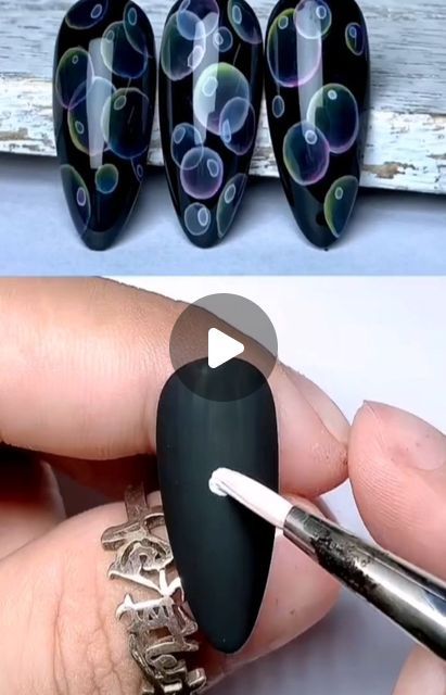 Nail Art Bubbles, Bubbles On Nails, Bubble Nail Art Design, Bubbles Nail Art, Bubble Art Nails, Bubble Nails Designs, Sponge Nail Art Designs, Gel Nail Tutorial Step By Step, Beginner Nail Designs Step By Step