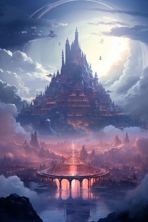 Science Fiction Architecture, Magitech City, Other World Aesthetic, Fantasy Kingdom Cities, Space Kingdom, Sky Kingdom, Elven City, Art Deco City, Egypt Concept Art