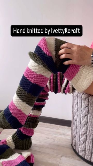 Over Knee Socks, Handmade Socks, Slouch Socks, Bed Socks, Hand Knit Socks, Cozy Socks, Thigh High Socks, Striped Socks, Long Socks