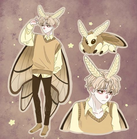 Moth Ocs Male, Bat Ocs Human, Bat Oc Male, Oc Art Character Design Inspiration Male, Moth Based Character, Moth Art Cute, Moth Themed Character, Moth Person Drawing, Moth As Human