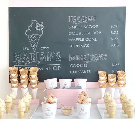 Ice Cream Parlor Party, Ice Cream Cart, Party Dessert Table, Vintage Ice Cream, Ice Cream Social, Ice Cream Birthday, Waffle Cones, Ice Cream Parlor, Ice Cream Party